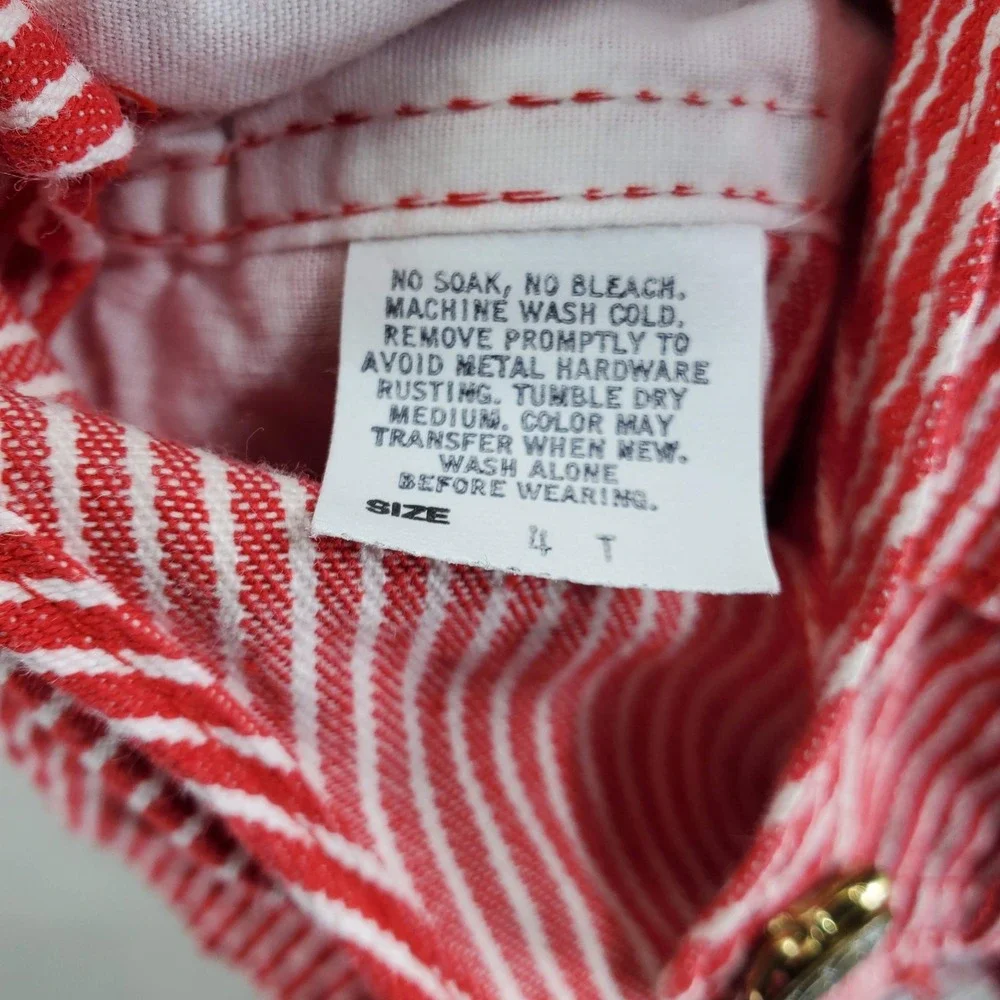 OshKosh B'Gosh Overalls Toddler 4T Red White Hickory Stripe USA Made Pinstripe